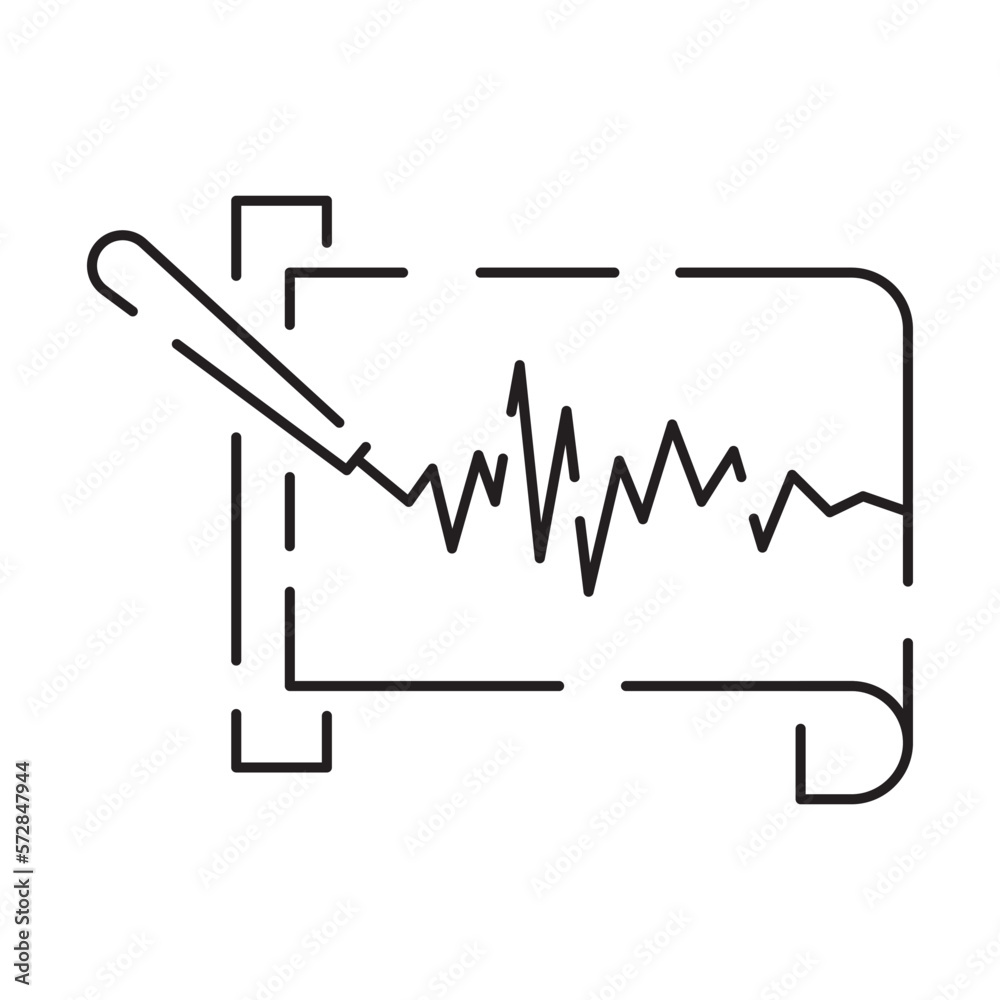 Wall mural earthquake line icon. pray for turkey. central fault line. centerline map of affected and earthquake