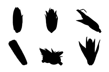 Set of silhouettes of corn vector design