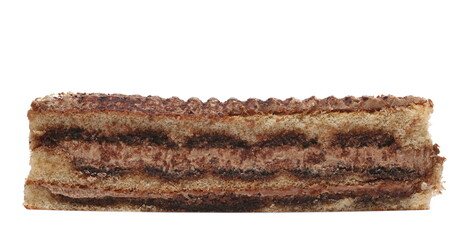 Classic tiramisu cake dessert isolated on white