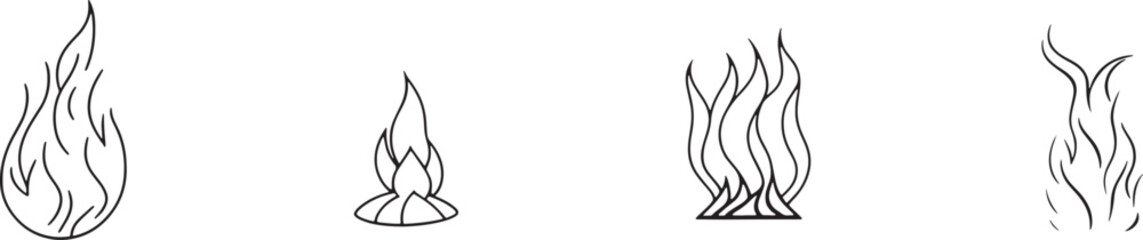Simple Hand-Drawn Bonfire Outline in Flat Design
