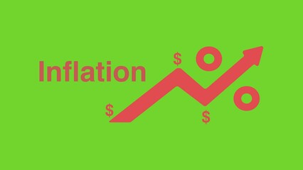 Inflation stock animated video on green screen. percentage symbol. US dollar sign. Arrow going to top. Graph moving - Powered by Adobe