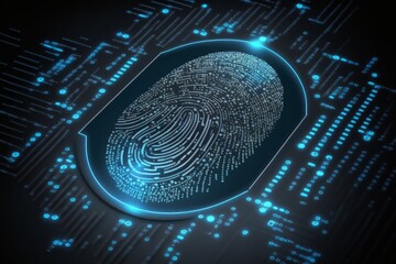 Processor Close Up In Gray Blue Colors. AI Generated. On Processor Is Like Fingerprint Of Convex Shape.