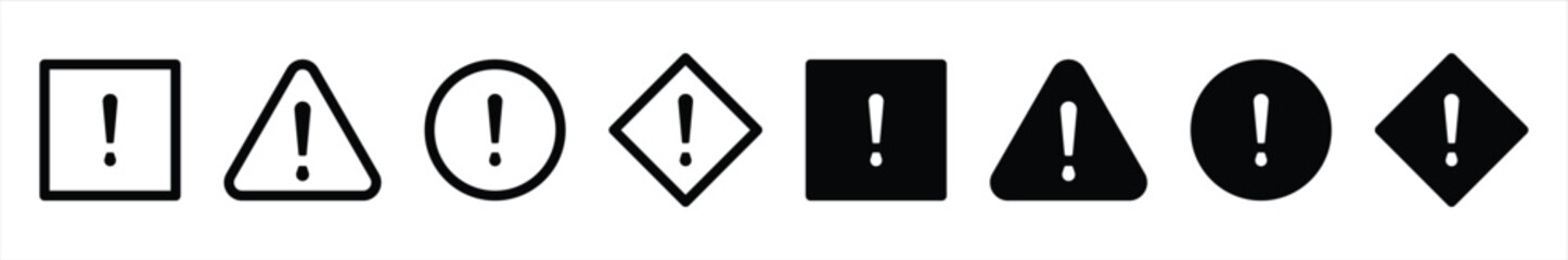 exclamation mark icon set. attention caution danger and warning icon symbol sign collections, vector illustration