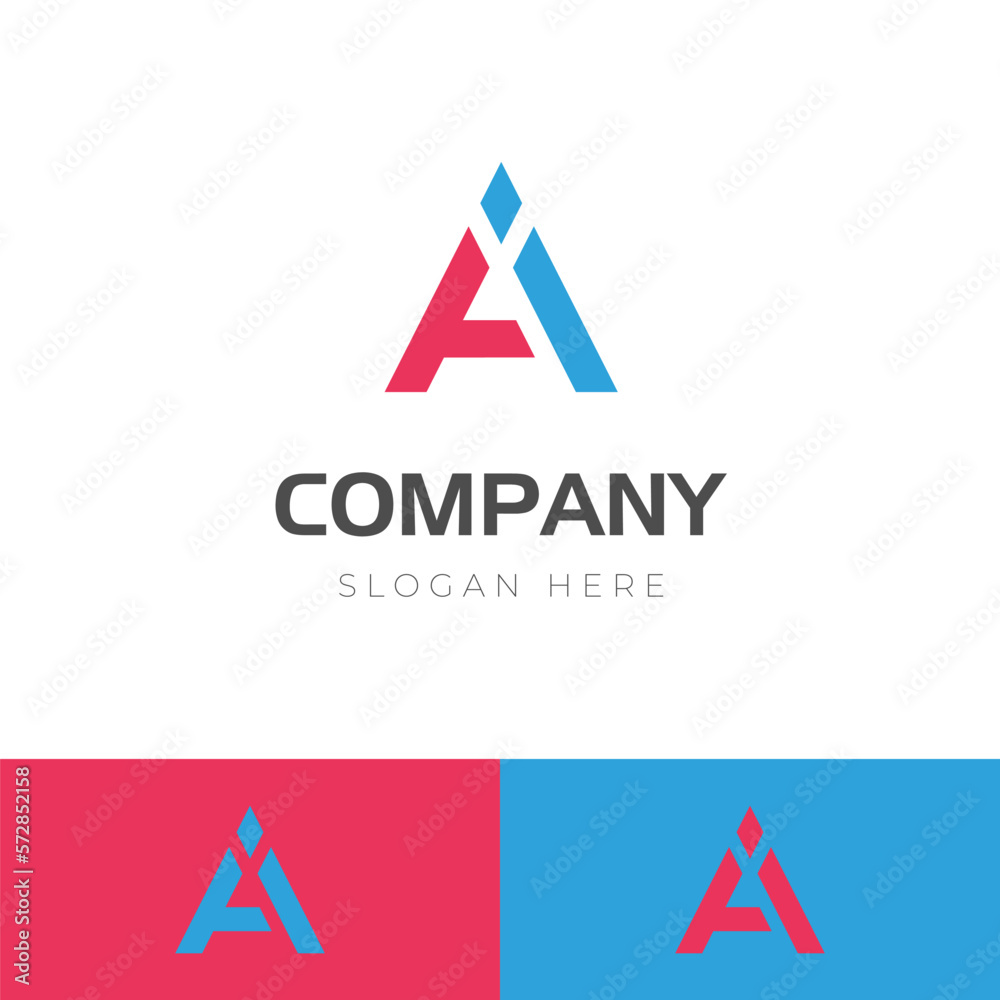 Fototapete letter ai identity logo design with triangle shape icon design element, minimalist style for busines