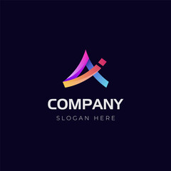 letter ai identity logo design with multicolor shape icon design element, minimalist style for business technology and company identity