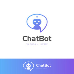 simple Robot icon logo design. Chat Bot sign for support service concept, Chatbot minimalist flat style logo