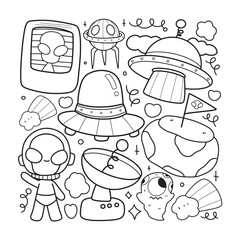 UFO cartoon outline