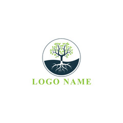 Vector abstract vibrant tree logo design