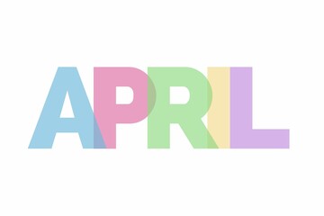 Cheerful multi colored april month text web banner horizontal poster for marketing, advertising, card. Spring series.