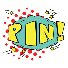 Pop art pin text with neon colors