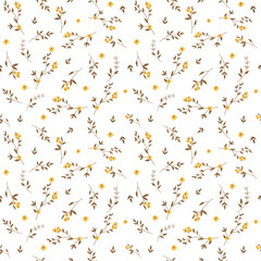 Seamless pattern with flower and leaves. Creative kids texture for fabric, wrapping, textile, wallpaper, apparel. Repeatable vector illustration.