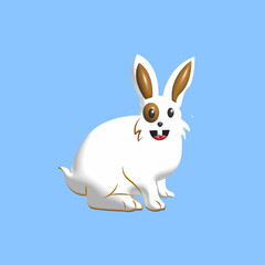 3d render of a cute white rabbit