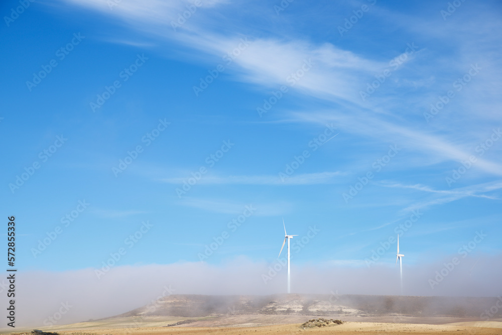 Wall mural wind turbines for sustainable electric energy production in spain.