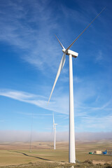 Wind turbines for sustainable electric energy production in Spain.