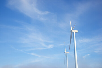Wind turbines for sustainable electric energy production in Spain.