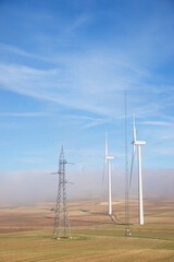 Fototapeta na wymiar Wind turbines for sustainable electric energy production in Spain.