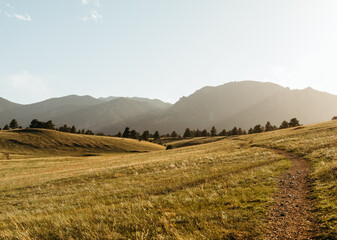 Peaceful mountain landscape during golden hour