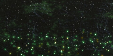 Technology background with glowing grid and dots