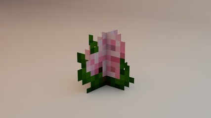 light pink flower pixel 3d art
