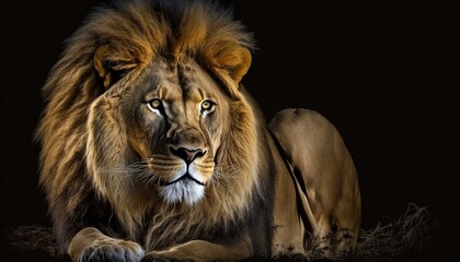 Naklejka na ściany i meble Beautiful works of creation, amazing animals that dazzle the eyes, isolated background lion