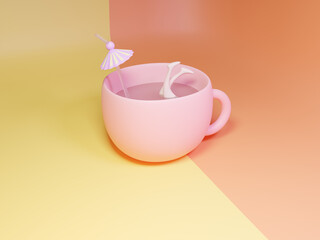 cartoon, cup of tea, pink, set, Social, media, bubble
