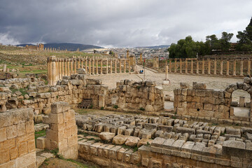 Fototapeta na wymiar Jerash Roman City, most well preserved Roman ruins close to Amman, Jordan