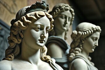 sculptures at the Uffizi Gallery in Florence, Italy, up close and personal for one euro Generative AI - obrazy, fototapety, plakaty