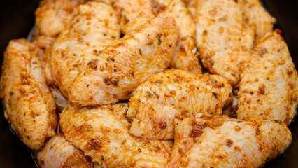 Chicken wings marinated in seasoning