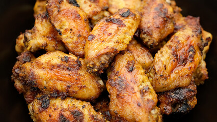 Fry chicken wings close up