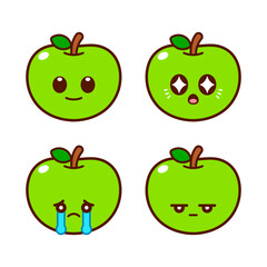 Set of Cute Green Apple Stickers