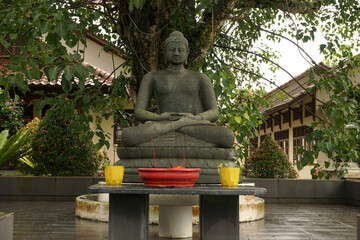 buddha statue with peaceful tree background - Powered by Adobe