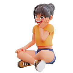 Sexy girls smiling posing happy 3d cartoon illustration