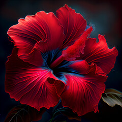 red hibiscus flower, close up shoot, 