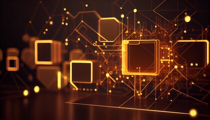 Digital technology network background. Light gold background. Generative AI, Generative, AI