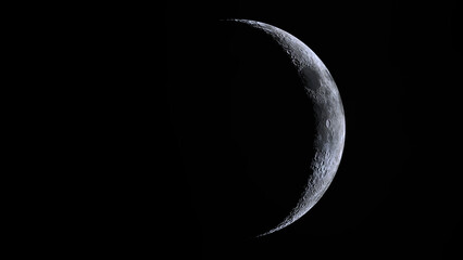 3d rendering of Waning Moon Moon and before New moon. crescent moon - obrazy, fototapety, plakaty