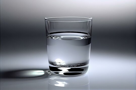 glass of water, luminous, white background, AI Generated