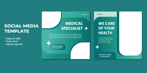 Medical healthcare service social media post template design. Hospital, doctor, clinic and dentist health business promotion flyer poster.	
