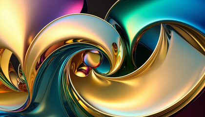 Abstract background with colourful reflection on spinning iridescent glass. Generative AI