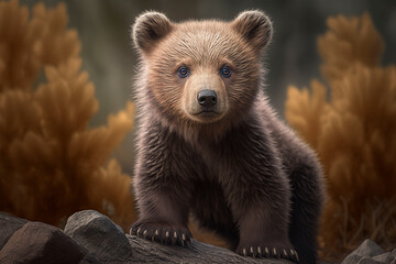 Cute baby bear. Generative AI.