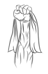 Hand gripping cloth line icon