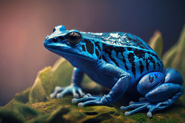 Blue tree frog. Generative AI.