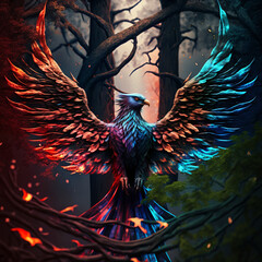 blue and red phoenix 