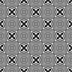 Vector geometric seamless pattern. Minimal ornamental background with abstract shapes. Black and white texture. Simple abstract ornament background. Dark repeat design for decor, fabric, cloth.