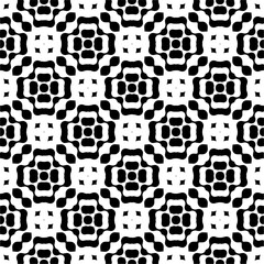 Vector geometric seamless pattern. Minimal ornamental background with abstract shapes. Black and white texture. Simple abstract ornament background. Dark repeat design for decor, fabric, cloth.