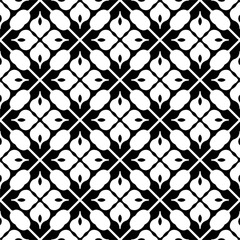 Vector geometric seamless pattern. Minimal ornamental background with abstract shapes. Black and white texture. Simple abstract ornament background. Dark repeat design for decor, fabric, cloth.