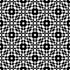 Vector geometric seamless pattern. Minimal ornamental background with abstract shapes. Black and white texture. Simple abstract ornament background. Dark repeat design for decor, fabric, cloth.