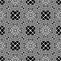 Vector geometric seamless pattern. Minimal ornamental background with abstract shapes. Black and white texture. Simple abstract ornament background. Dark repeat design for decor, fabric, cloth.