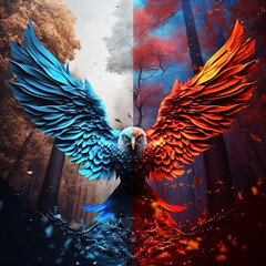 blue and red phoenix 