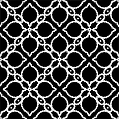 Vector geometric seamless pattern. Minimal ornamental background with abstract shapes. Black and white texture. Simple abstract ornament background. Dark repeat design for decor, fabric, cloth.