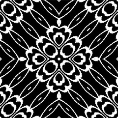 Vector geometric seamless pattern. Minimal ornamental background with abstract shapes. Black and white texture. Simple abstract ornament background. Dark repeat design for decor, fabric, cloth.